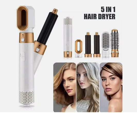 Premium Lifestyle Products 5-in-1 men's hairbrush with multiple brush heads for styling and grooming.
