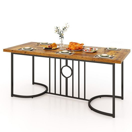 71 Inch Large Dining Table for 6-8 People Rectangular Wood Kitchen Table-Rustic Brown