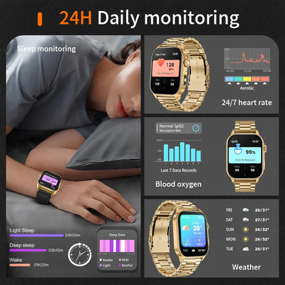 NNEOBA HD Display Smart Watch Fitness Tracker Gold