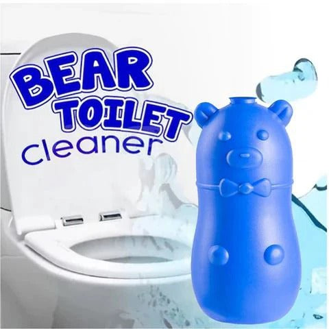 Bear Toilet Cleaner from Premium Lifestyle Products shown in a bathroom setting, featuring a bear-shaped cleaning bottle.