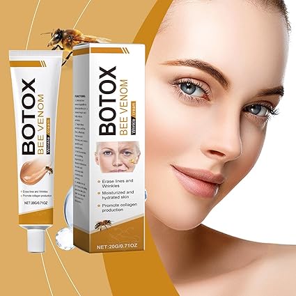 OUHOE Bee Venom Botox Wrinkle Cream from Premium Lifestyle Products, featuring the cream's smooth texture in a jar.