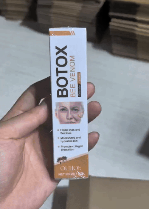 OUHOE Bee Venom Botox Wrinkle Cream in a jar, showcasing the wellness skincare product with bee venom for wrinkle reduction